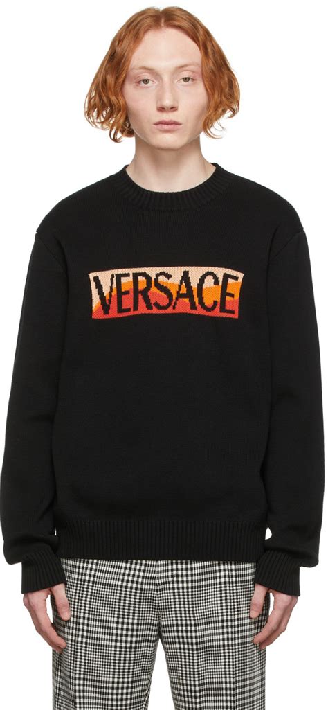 versace black logo sweater|Versace sweater price.